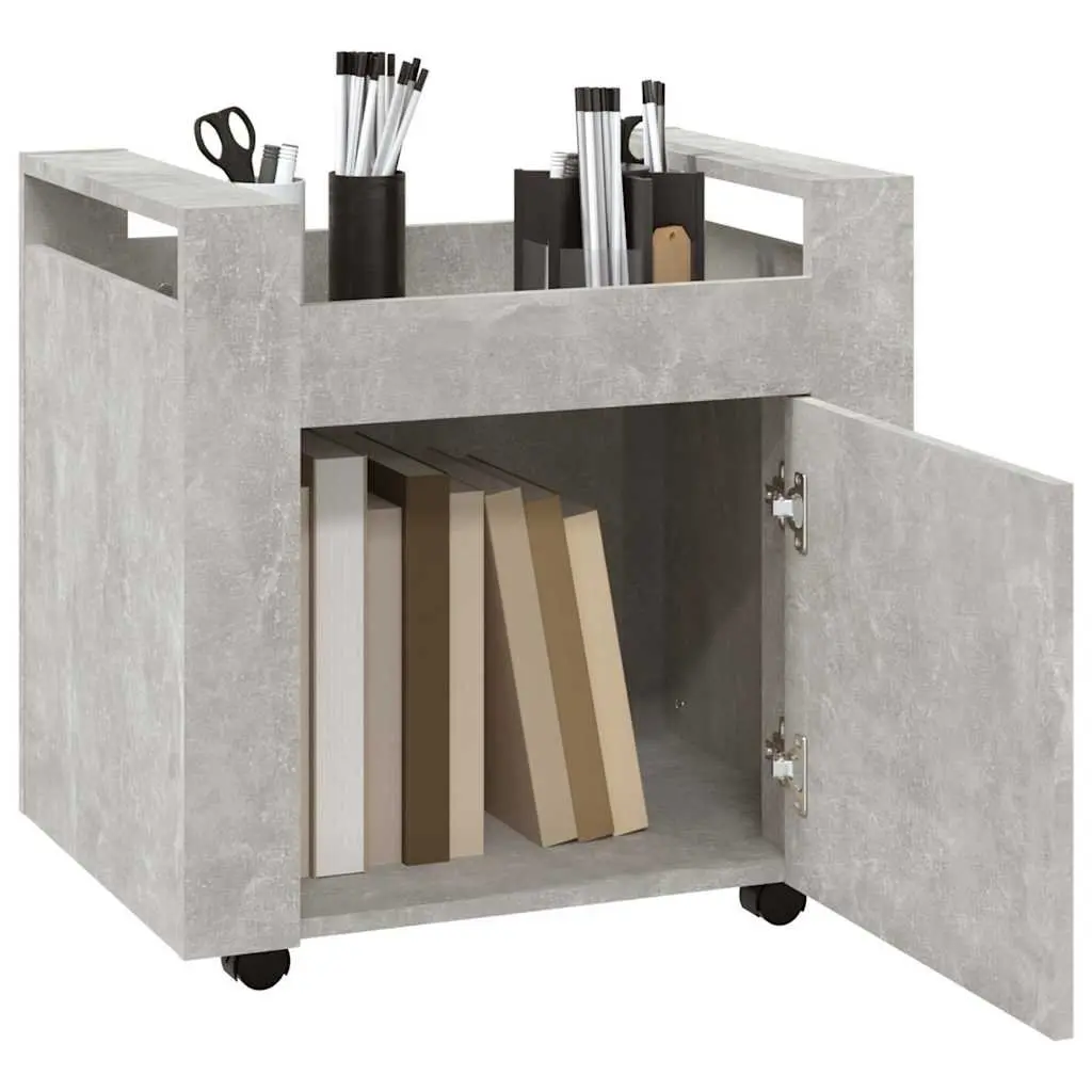 Desk Trolley Engineered Wood 60x45x60cm Grey Mobile Storage Cabinet with Casters