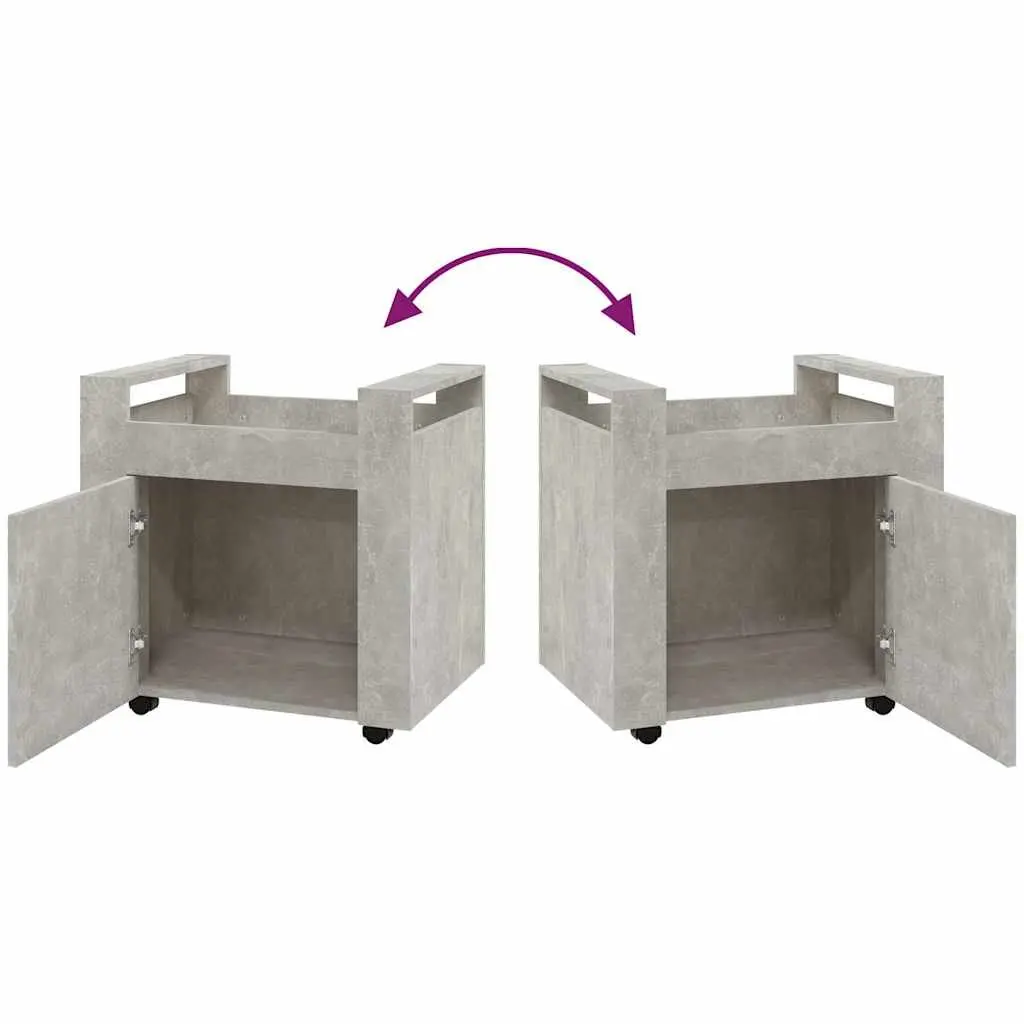 Desk Trolley Engineered Wood 60x45x60cm Grey Mobile Storage Cabinet with Casters