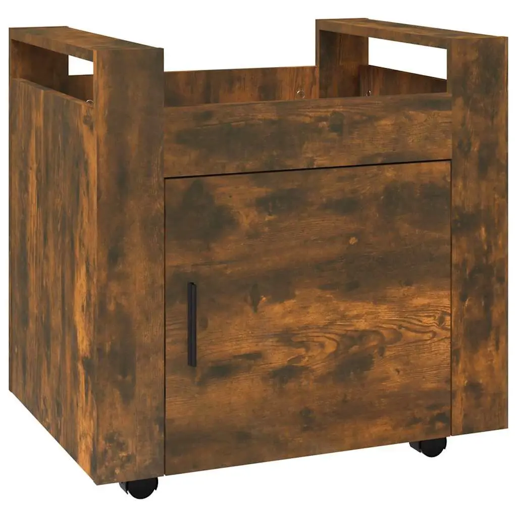 Brown Engineered Wood Desk Trolley with Door
