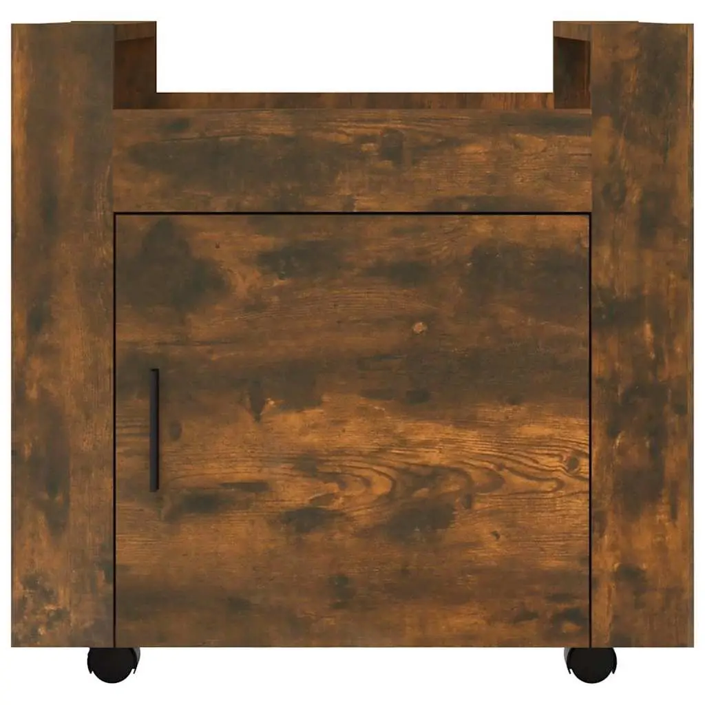 Brown Engineered Wood Desk Trolley with Door
