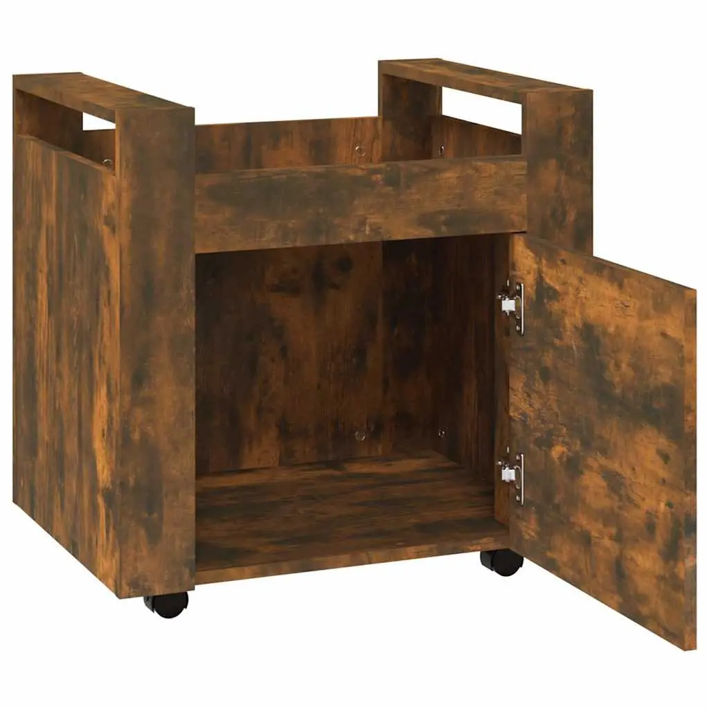Brown Engineered Wood Desk Trolley with Door
