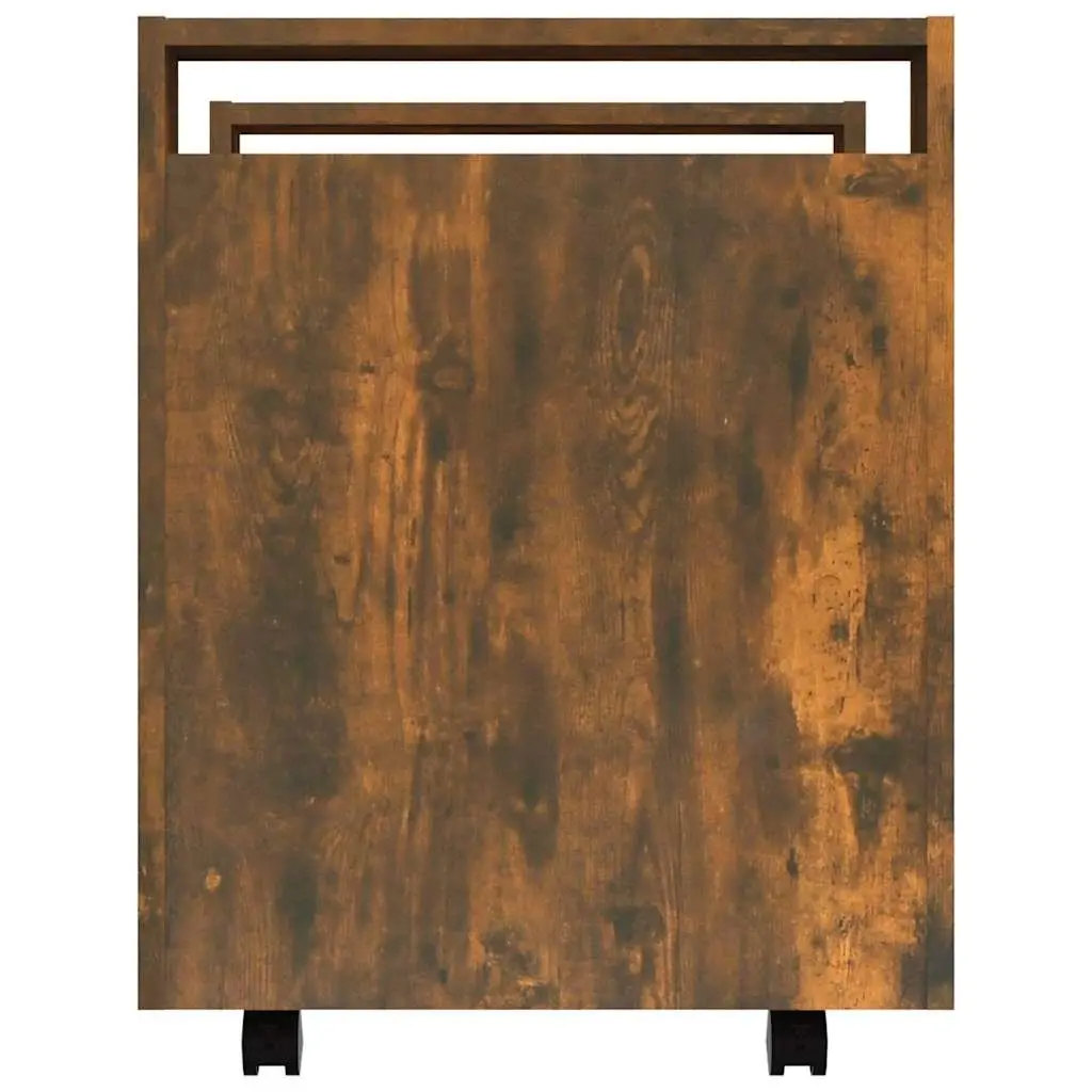 Brown Engineered Wood Desk Trolley with Door