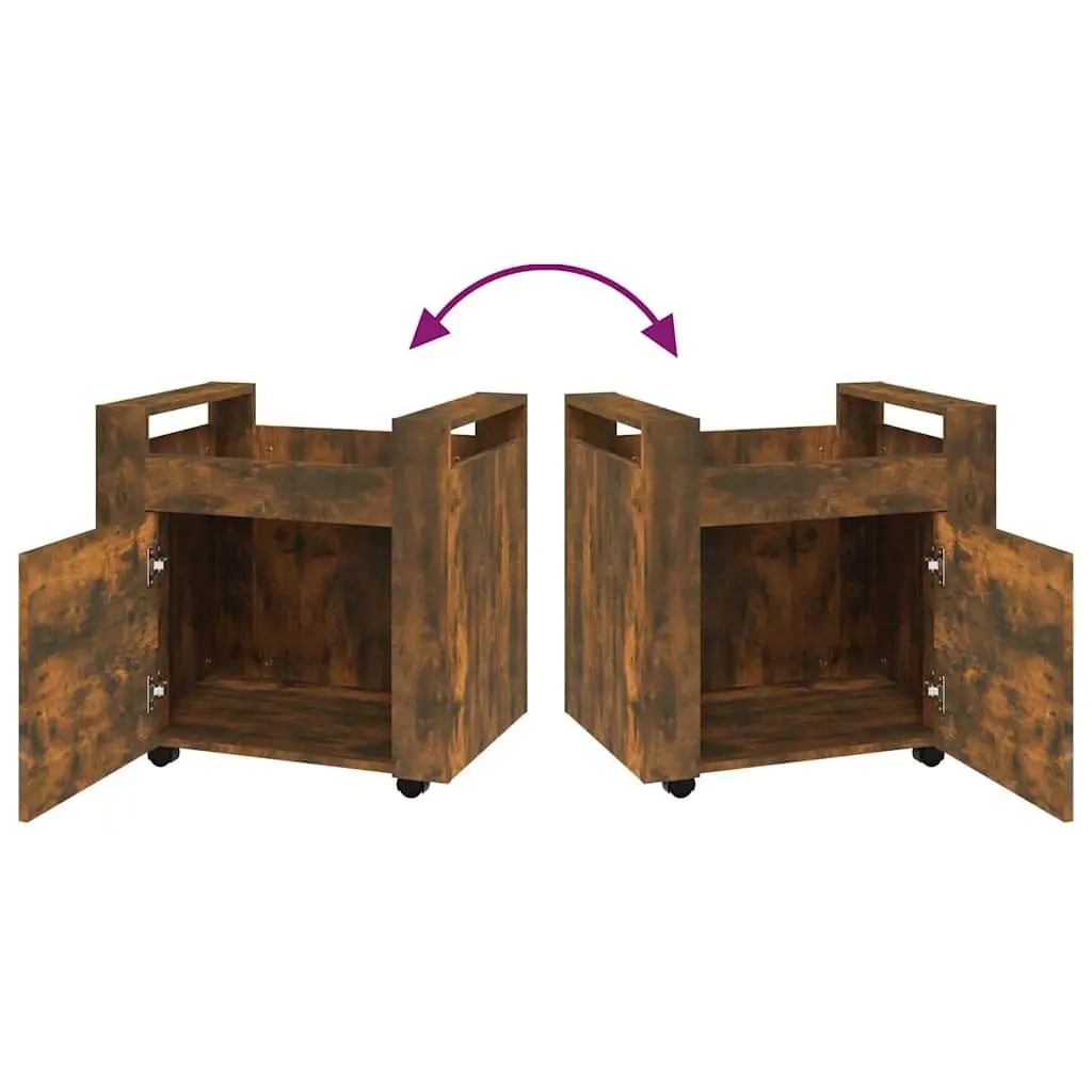 Brown Engineered Wood Desk Trolley with Door