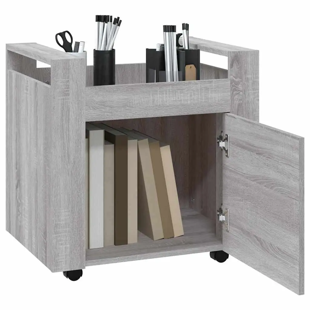 Grey Mobile Office Storage Trolley with Wheels