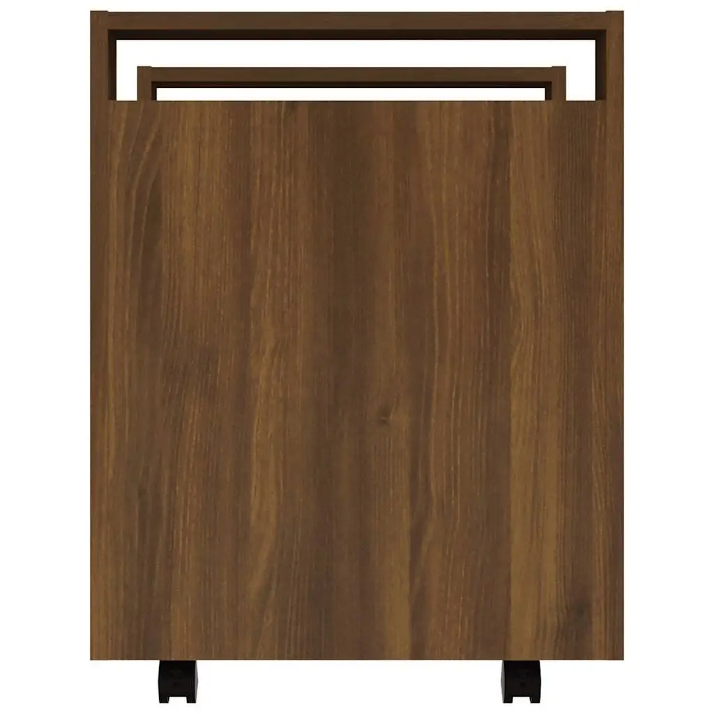 Brown Oak Desk Trolley Storage Cabinet on Wheels