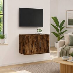 Stylish Wall Mounted TV Cabinet in Brown Engineered Wood