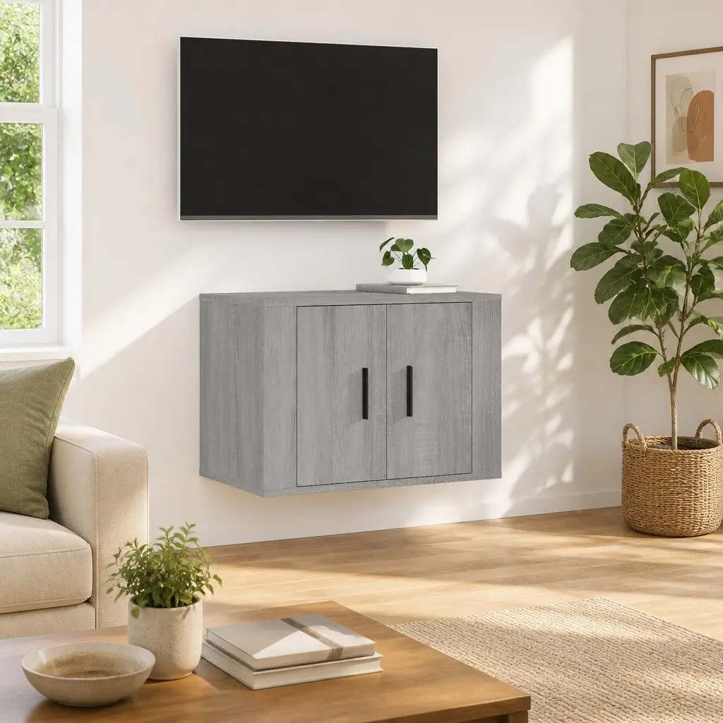 Wall Mounted TV Cabinet with Grey Finish