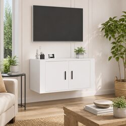 High Gloss White Wall Mounted TV Cabinet 80x34.5x40cm