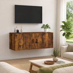 Brown Wall-Mounted TV Cabinet in Engineered Wood