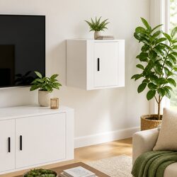 Sturdy Wall Mounted TV Cabinet in White for Modern Living