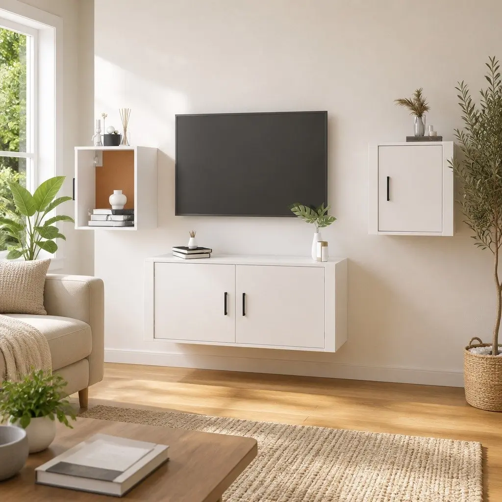 Wall Mounted TV Cabinet in White 40x34.5x40cm