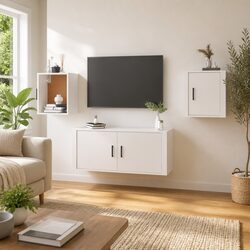 Sturdy Wall Mounted TV Cabinet in White 40x34.5x40cm
