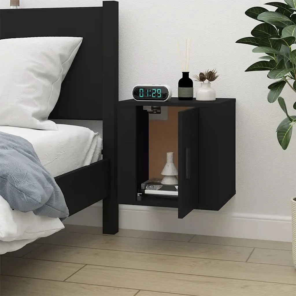 Wall Mounted TV Cabinet Engineered Wood 40x34.5x40cm Black Storage Unit Display Organiser