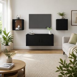 Black Wall Mounted TV Cabinet for Stylish Media Storage