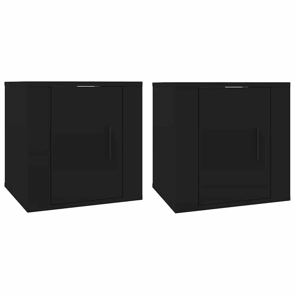Wall Mounted TV Cabinet Black Storage Unit Media Display Shelves Home Furniture
