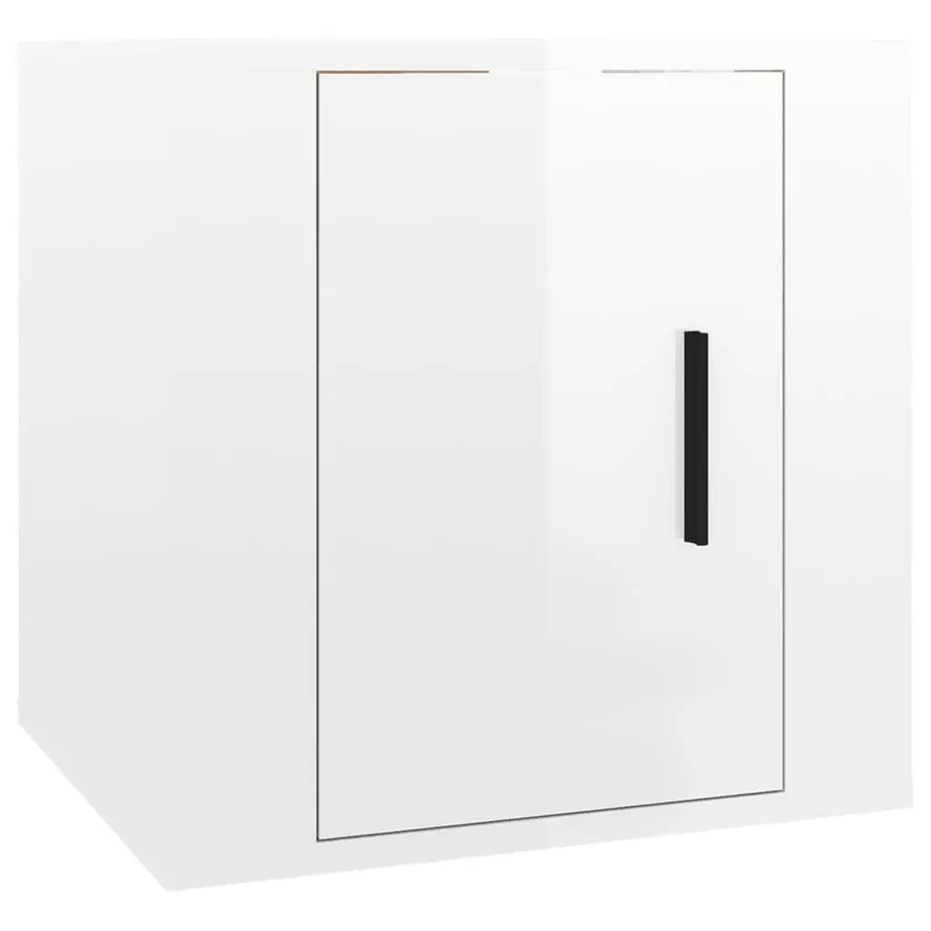 Wall Mounted TV Cabinet Engineered Wood 40x34.5x40cm White High Gloss Storage Unit