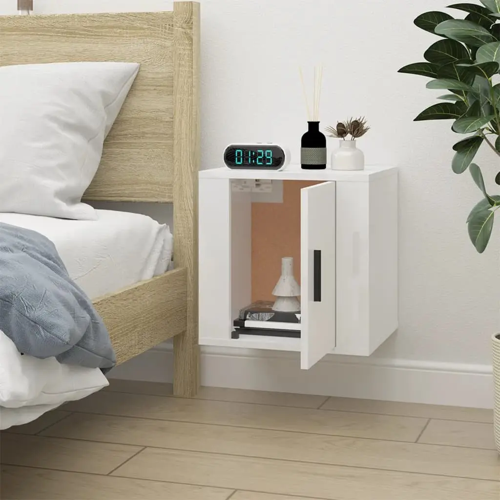 Wall Mounted TV Cabinet Engineered Wood 40x34.5x40cm White High Gloss Storage Unit