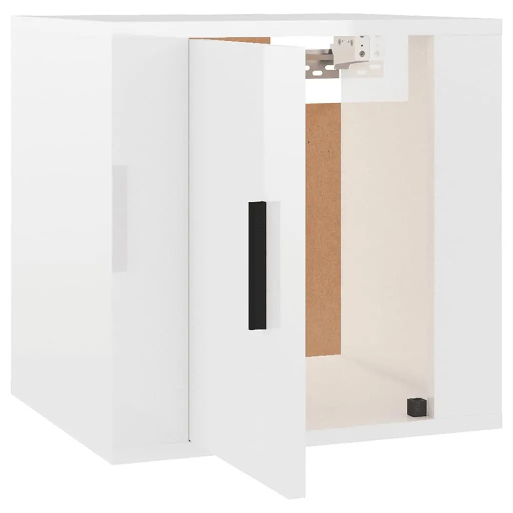 Wall Mounted TV Cabinet Engineered Wood 40x34.5x40cm White High Gloss Storage Unit