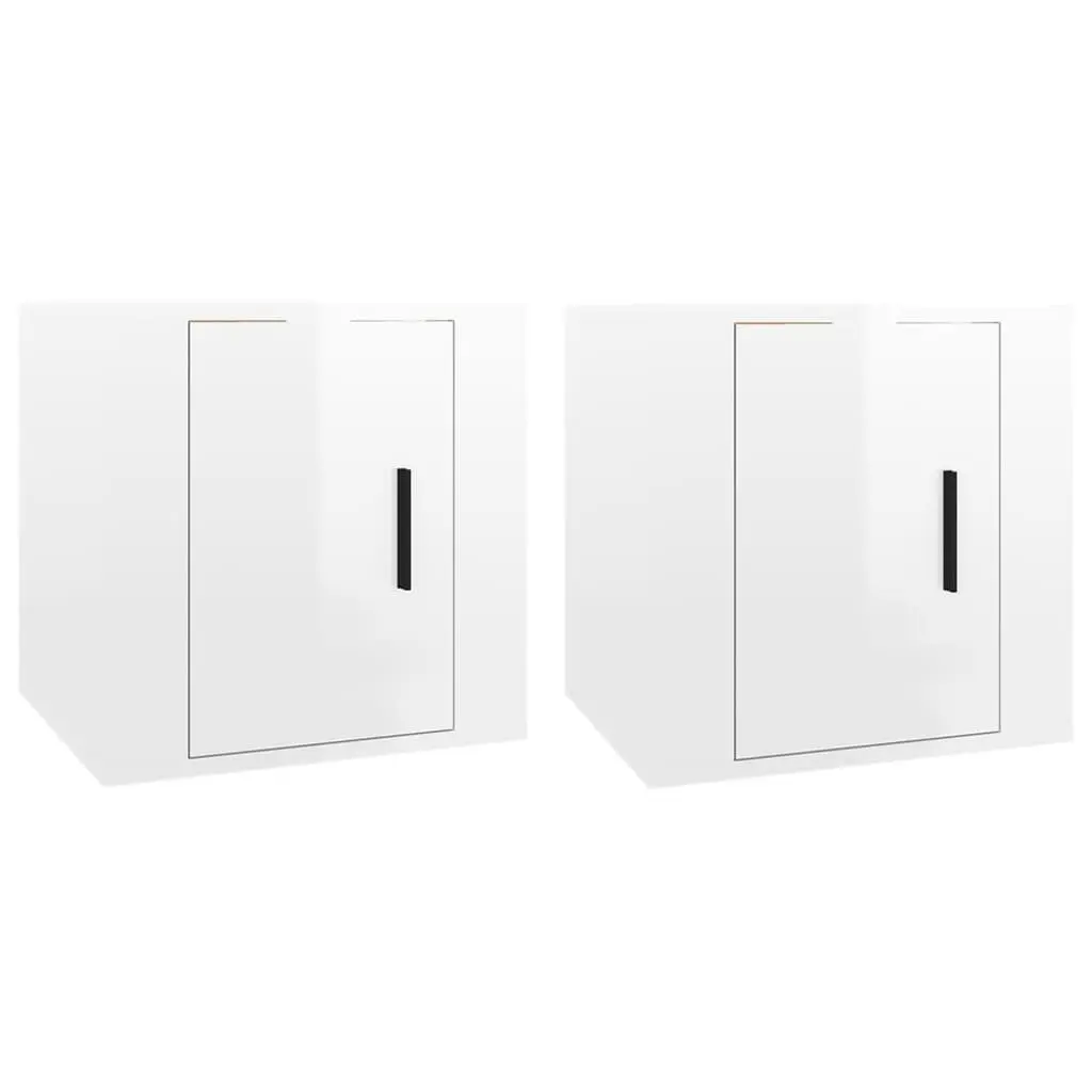 High Gloss White Wall Mounted TV Cabinet with Ample Storage