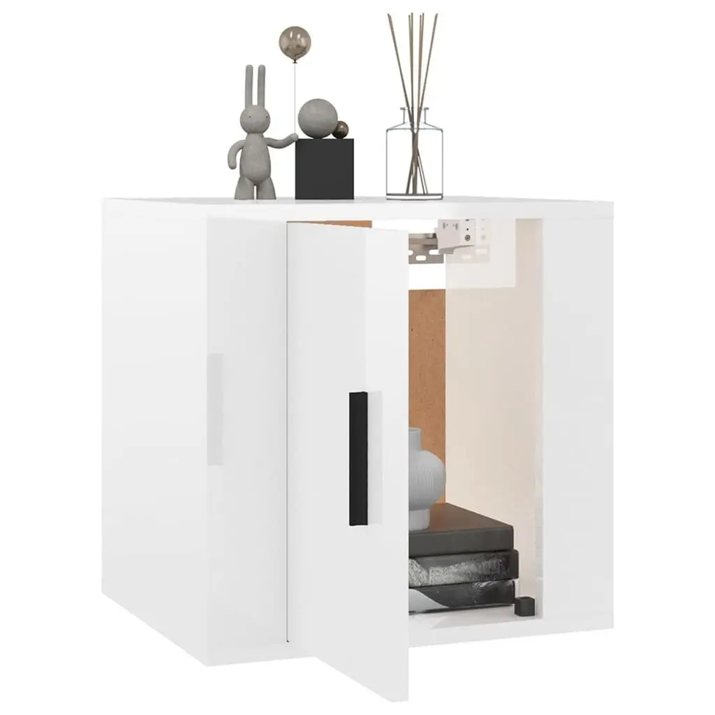 High Gloss White Wall Mounted TV Cabinet with Ample Storage