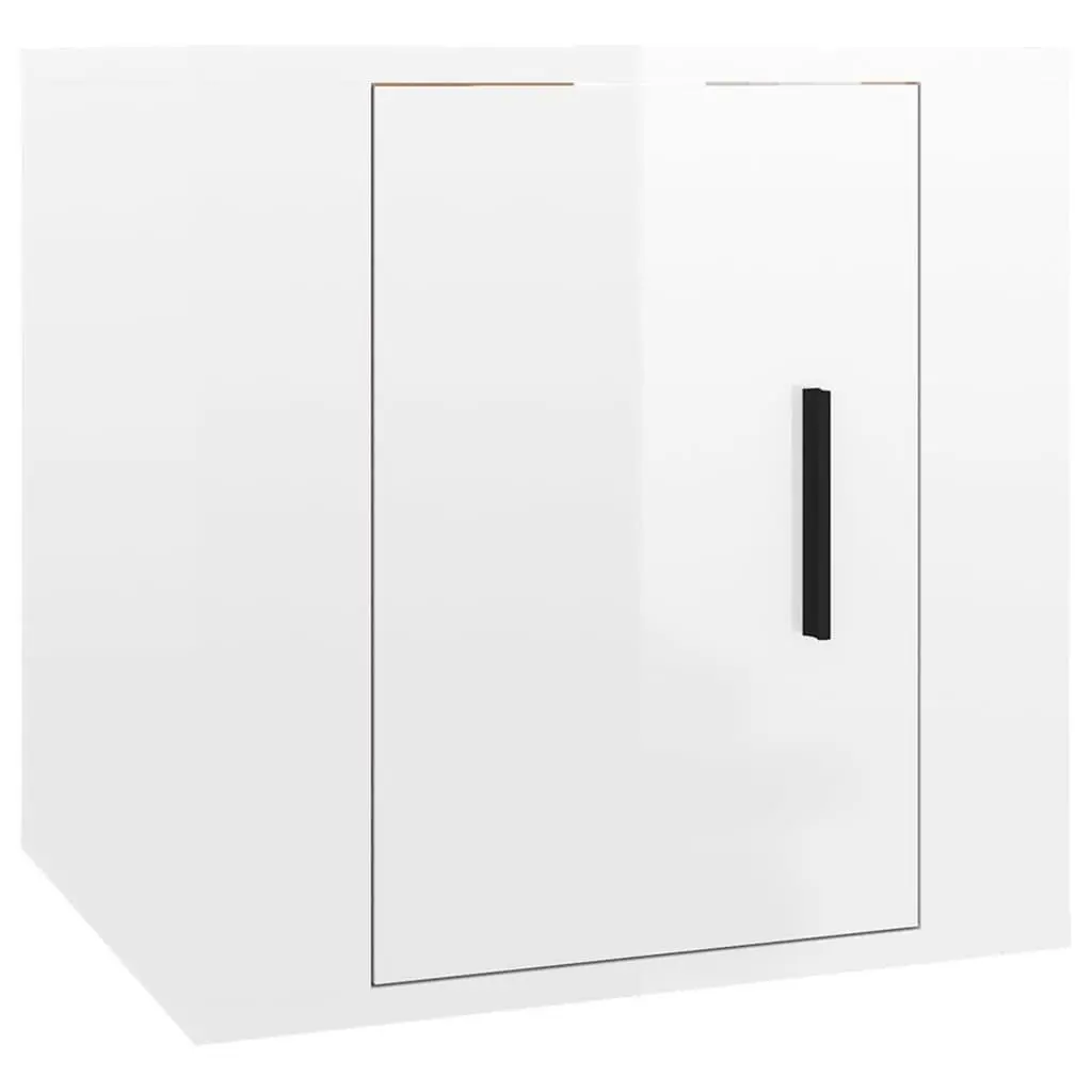 High Gloss White Wall Mounted TV Cabinet with Ample Storage