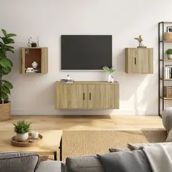 Stylish Brown Engineered Wood Wall Mounted TV Cabinet