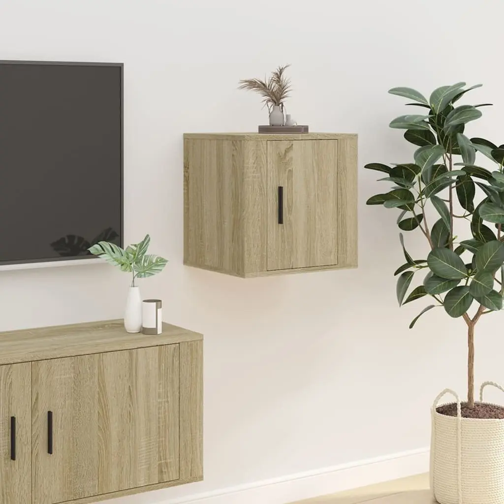 Brown Engineered Wood Wall Mounted TV Cabinet