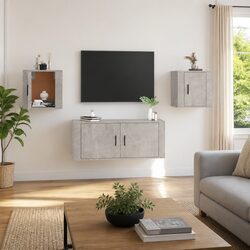 Grey Concrete Wall Mounted TV Cabinet 40x34.5x40cm