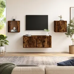 Smoked Oak Floating TV Cabinet with Ample Storage
