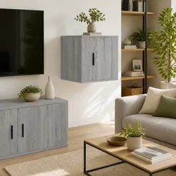 Sleek Grey Wall-Mounted TV Cabinet with Storage Unit