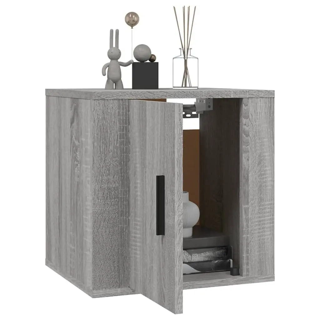 Grey Wall-Mounted TV Cabinet with Storage Unit