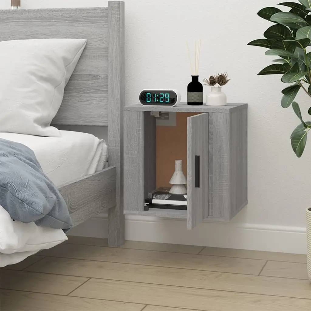 Grey Wall-Mounted TV Cabinet with Storage Unit