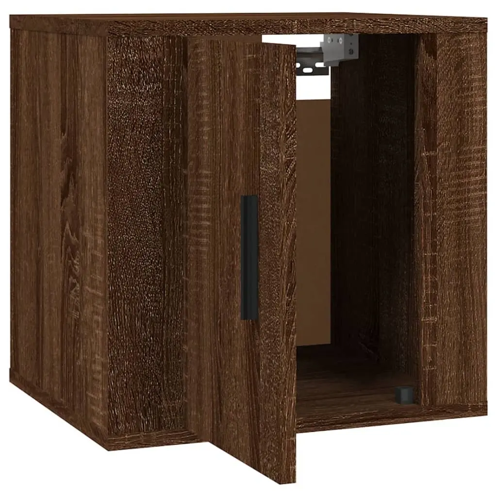 Brown Oak Wall Mounted TV Cabinet