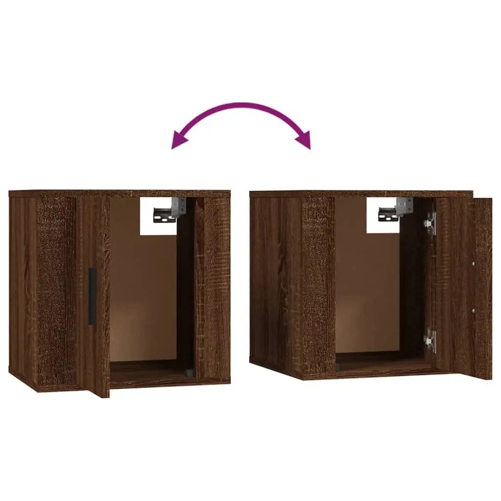 Brown Oak Wall Mounted TV Cabinet