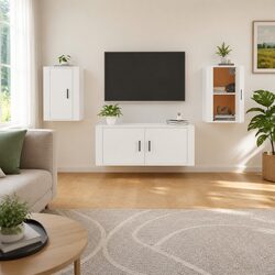 Sleek White Wall Mounted TV Cabinet Storage Unit 40x34.5x60 cm