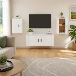 Sleek White Wall Mounted TV Cabinet Storage Unit 40x34.5x60 cm