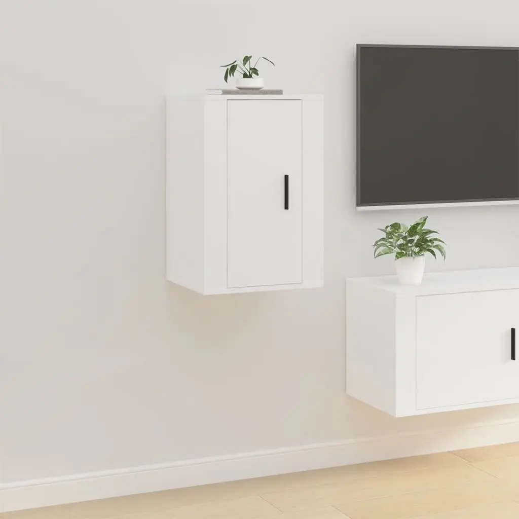 Wall Mounted TV Cabinet Engineered Wood 40x34.5x60 cm White Storage Unit