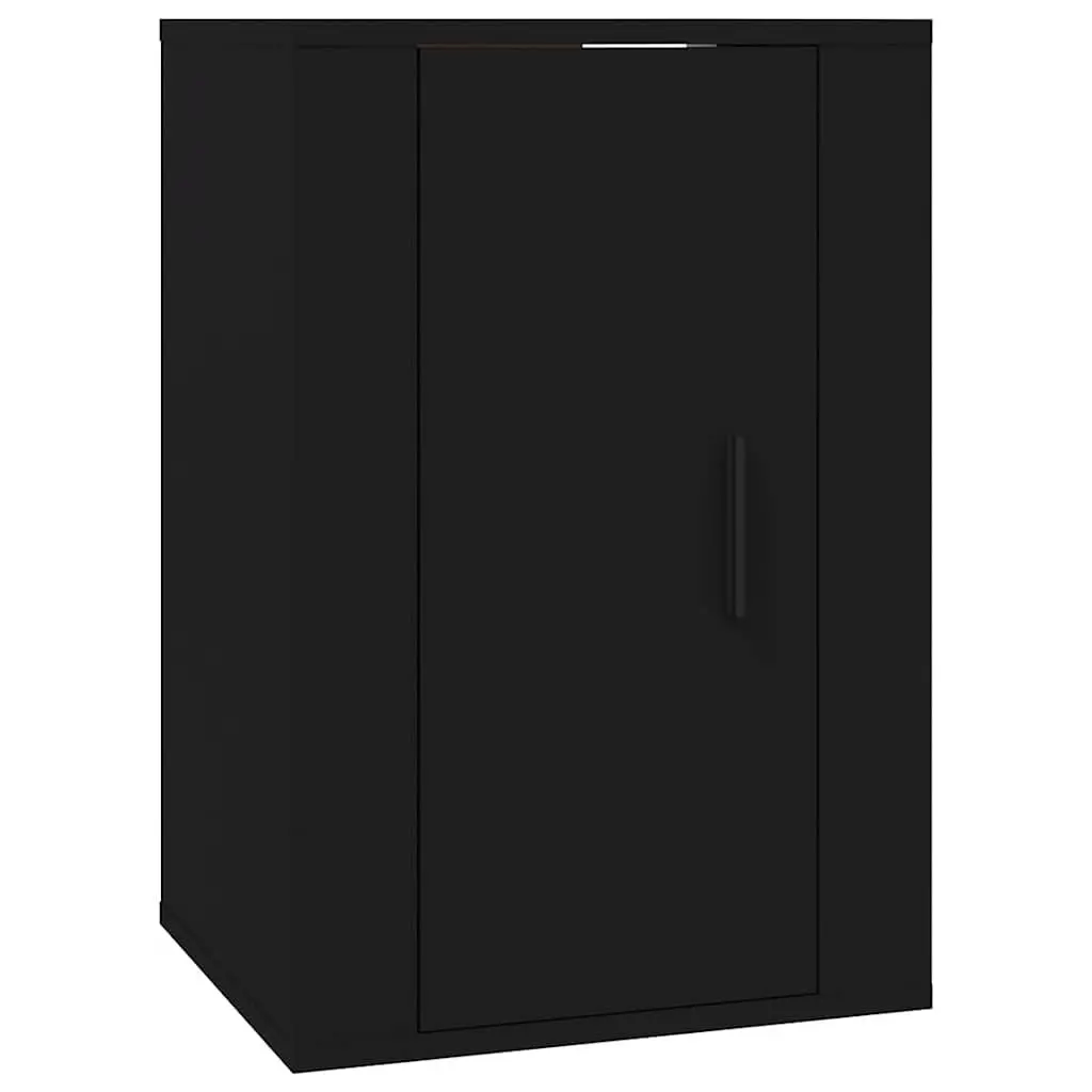 Black Wall Mounted TV Cabinet with Two Compartments