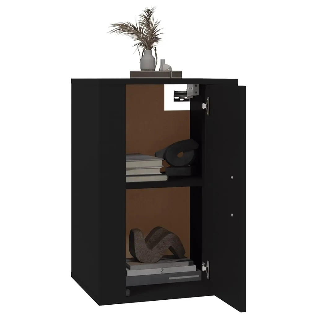 Black Wall Mounted TV Cabinet with Two Compartments