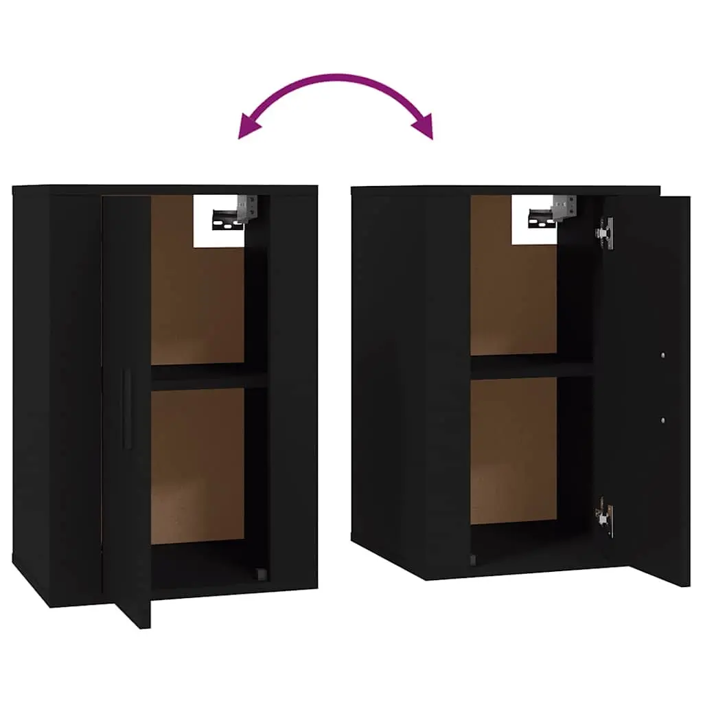 Black Wall Mounted TV Cabinet with Two Compartments