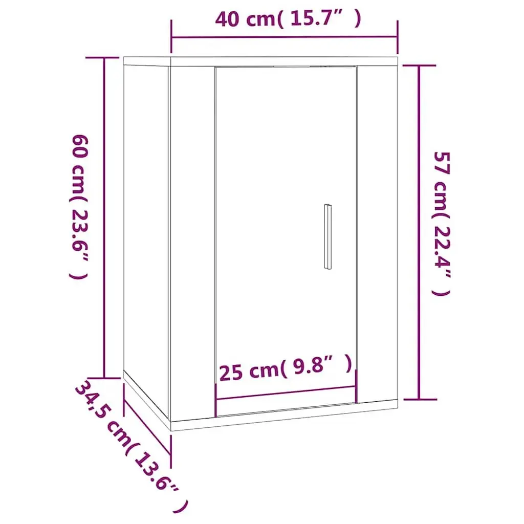 Black Wall Mounted TV Cabinet with Two Compartments
