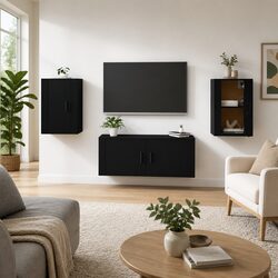 Premium Wall Mounted Black TV Cabinet for Media Storage
