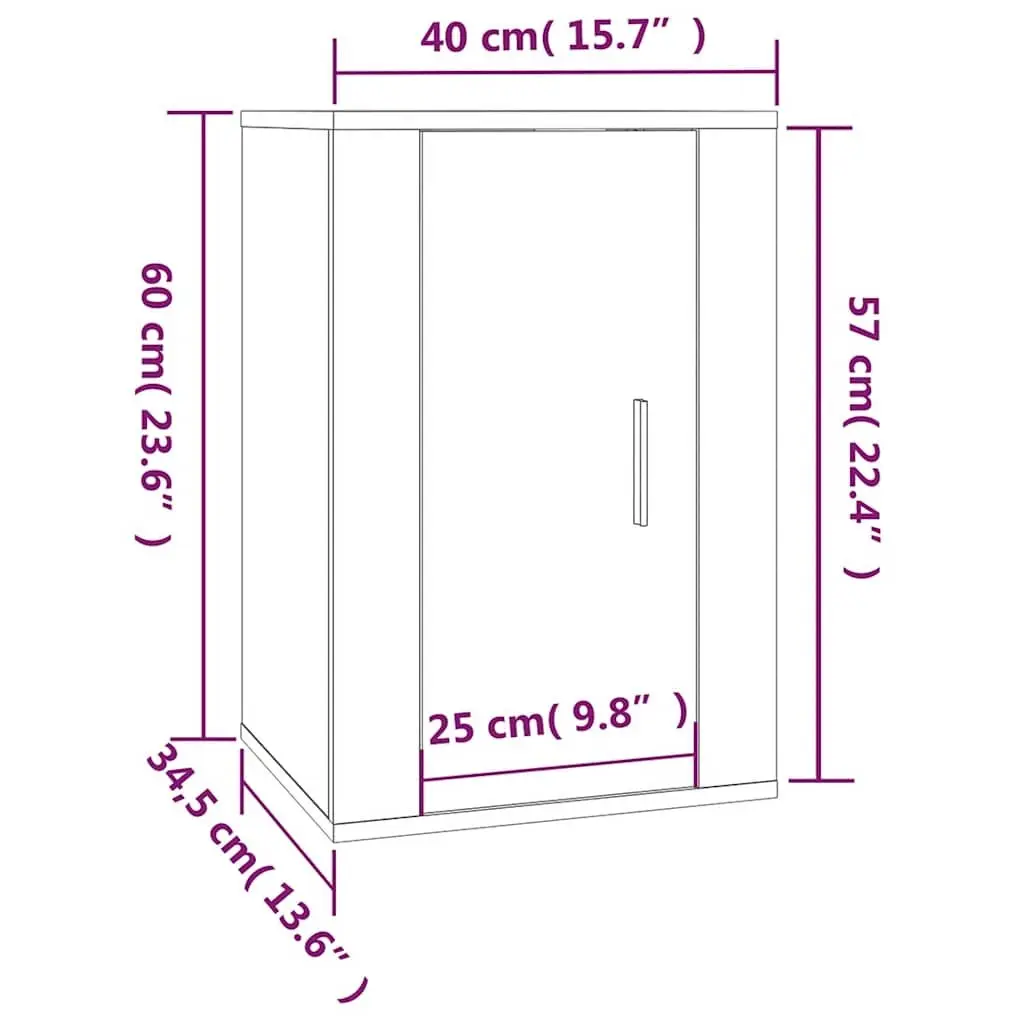 Wall Mounted TV Cabinet Engineered Wood 40 x 34.5 x 60 cm Black 2 Piece