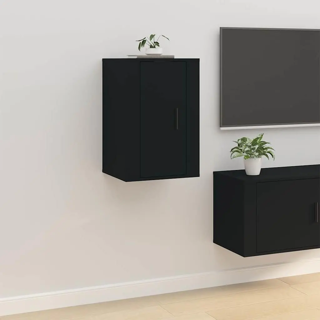 Wall Mounted TV Cabinet Engineered Wood 40 x 34.5 x 60 cm Black 2 Piece