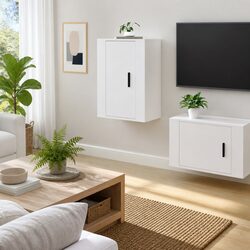 High Gloss White Wall Mounted TV Cabinet for Storage