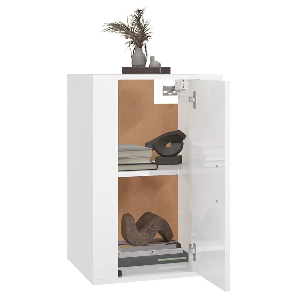 Wall Mounted TV Cabinet Engineered Wood 40x34.5x60cm White High Gloss