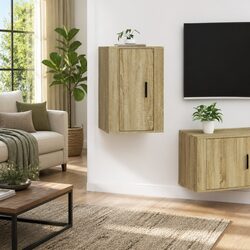 Elegant Brown Wall Mounted TV Cabinet with Storage