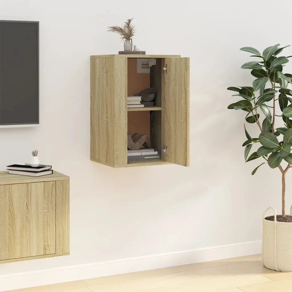 Brown Wall Mounted TV Cabinet with Storage