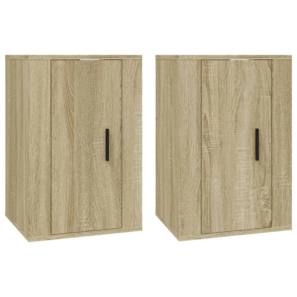 Wall Mounted TV Cabinet Engineered Wood Sonoma Oak 2 Pieces