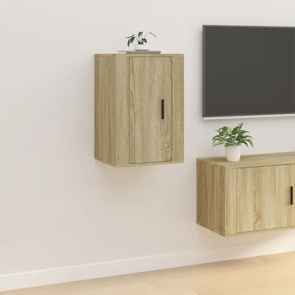 Wall Mounted TV Cabinet Engineered Wood Sonoma Oak 2 Pieces